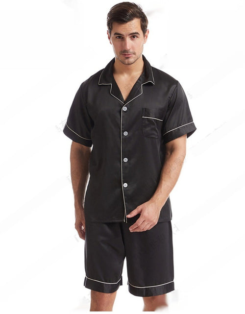 Load image into Gallery viewer, Summer Matte Satin Lapel Casual Homewear Suit Breathable Thin Short-sleeved Shorts
