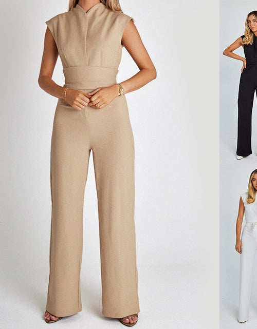 Load image into Gallery viewer, Fashion Elegant Long Sleeveless Jumpsuit Summer V-neck Casual Wide Leg Long Overalls Clothing For Women
