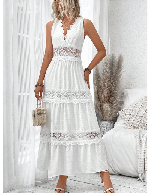 Load image into Gallery viewer, Women&#39;s Lace Stitching V-neck Sleeveless Dress
