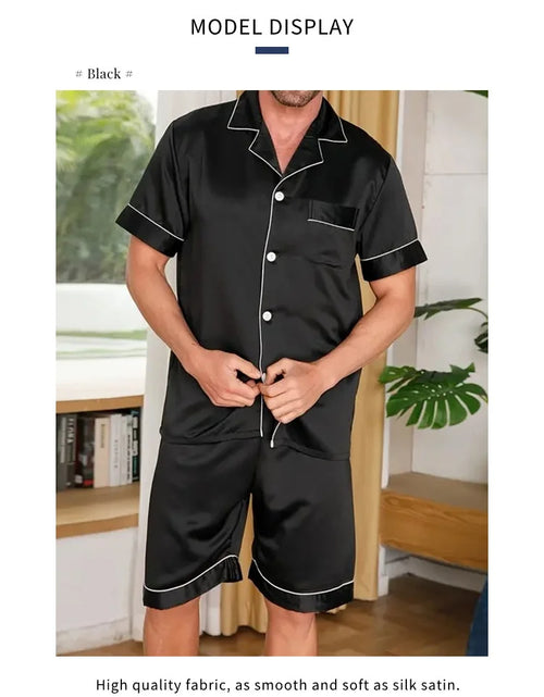 Load image into Gallery viewer, Summer Matte Satin Lapel Casual Homewear Suit Breathable Thin Short-sleeved Shorts
