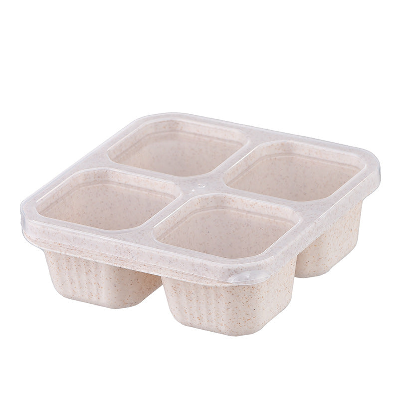 Wheat Straw Compartment Snack Meal Four Grid Snack Dish Dry Plate Fresh-keeping Lunch Box