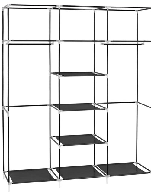 Load image into Gallery viewer, 69 Inch Portable Wardrobe Double Pole Storage Rack Black
