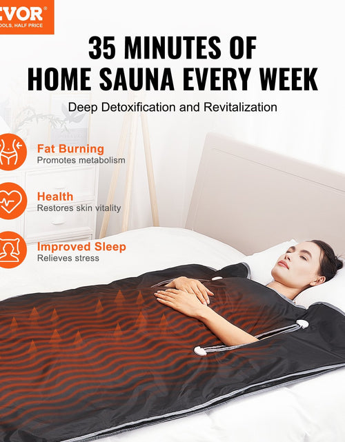 Load image into Gallery viewer, VEVOR Sauna Blanket , Portable Far Infrared Sauna For Home, Oxford Sauna Bag Warm Holes &amp; Carbon Fiber Heating, 1-6 Level Adjustable Temp 95-176F, 5-60 Minutes Timer, 75 X 35 In
