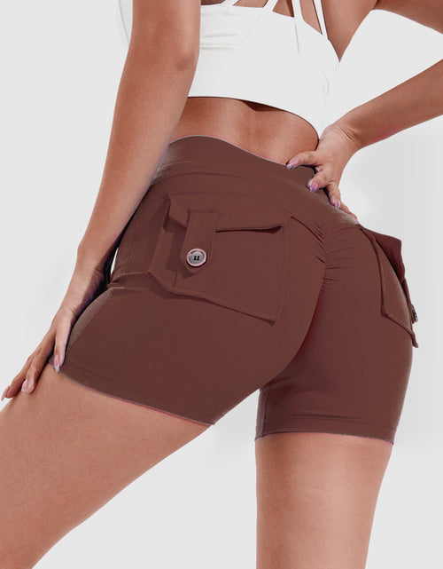Load image into Gallery viewer, High Waist Hip Lifting Shorts With Pockets Quick Dry Yoga Fitness Sports Pants Summer Women Clothes
