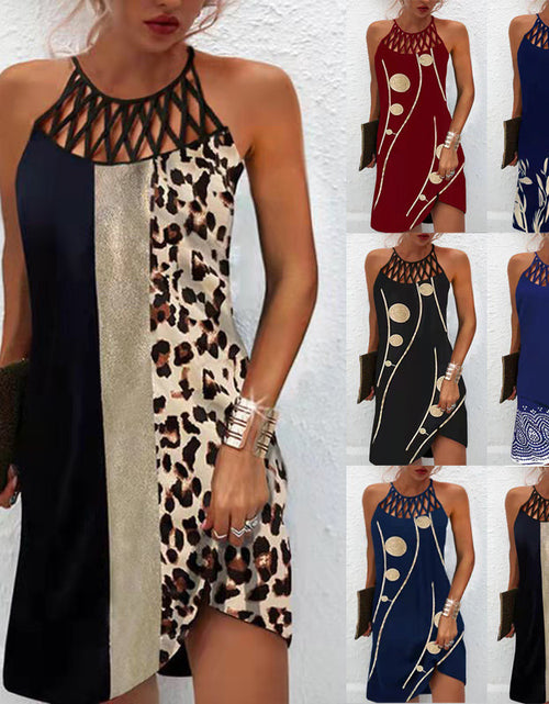 Load image into Gallery viewer, Fashion Print Dress Casual Halterneck Dresses For Women Summer Clothes

