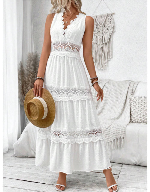 Load image into Gallery viewer, Women&#39;s Lace Stitching V-neck Sleeveless Dress
