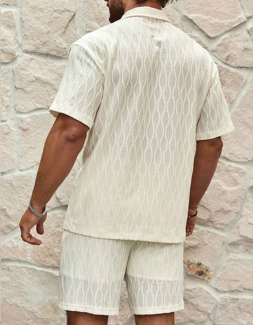 Load image into Gallery viewer, Men Tracksuits Summer Fashion Solid Loose Casual Two Pieces Lapel Button Shirt Shorts Beach Holiday All-match Outfits Male
