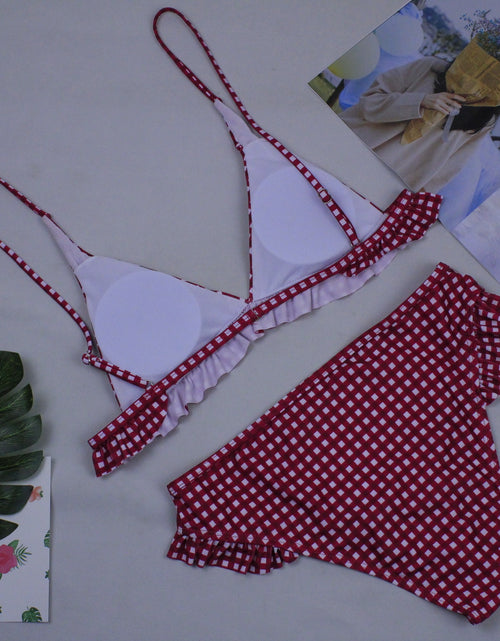 Load image into Gallery viewer, Sexy Plaid Bikini Red Green Plaid Bathing Suits
