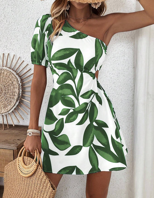 Load image into Gallery viewer, Puff Sleeve Dress for Summer Vacation Beach Outfits Women
