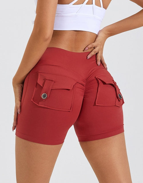 Load image into Gallery viewer, High Waist Hip Lifting Shorts With Pockets Quick Dry Yoga Fitness Sports Pants Summer Women Clothes
