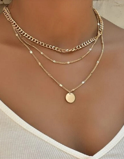 Load image into Gallery viewer, Women&#39;s Multilayer Necklace Ins Fashion Disc Pendant Clavicle Necklace Chains Personality Jewelry
