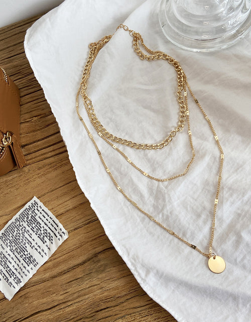 Load image into Gallery viewer, Women&#39;s Multilayer Necklace Ins Fashion Disc Pendant Clavicle Necklace Chains Personality Jewelry
