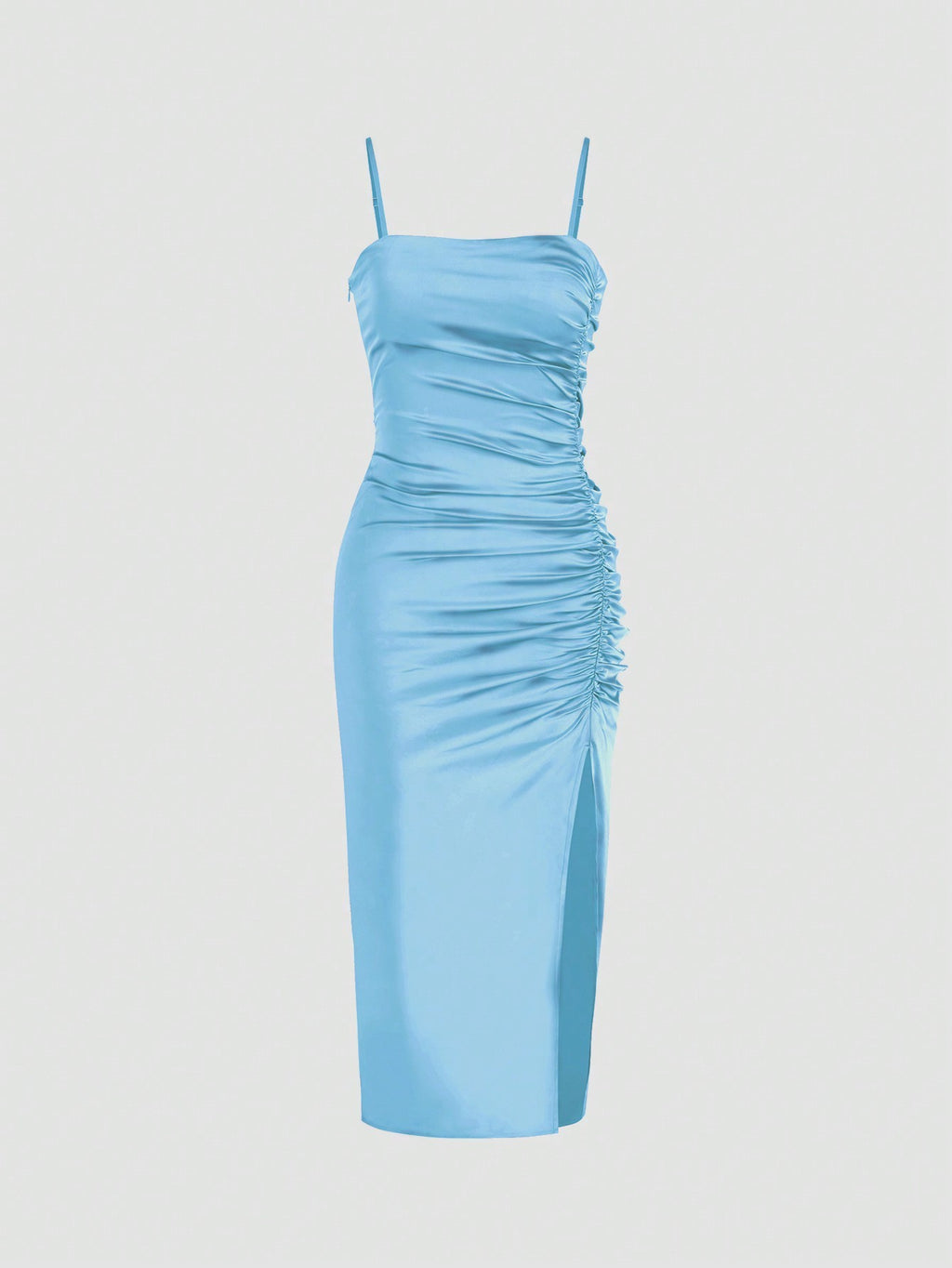Solid Color Ruched Bodycon Slit Cami Dress Party Dress Wedding Guest Dress