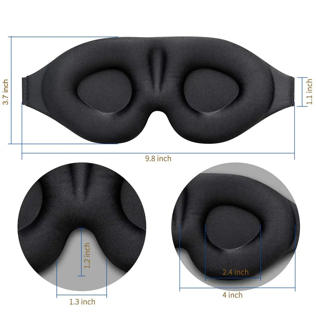 Sleep Mask for Side Sleeper, Eye Mask for Sleeping Women Men, 3D Contoured Cup No Eye Pressure 100% Light Blocking Sleeping Mask with Adjustable Strap Night Blindfold Flight, Travel, Nap, Black