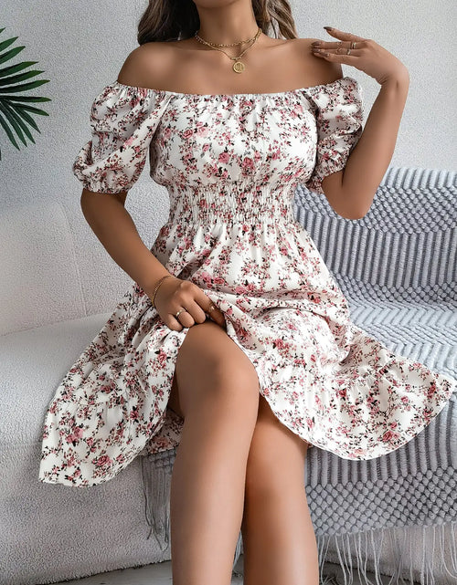Load image into Gallery viewer, Floral Print Square Collar Dress Summer Fashion Ruffles Dresses Women&#39;s Clothing
