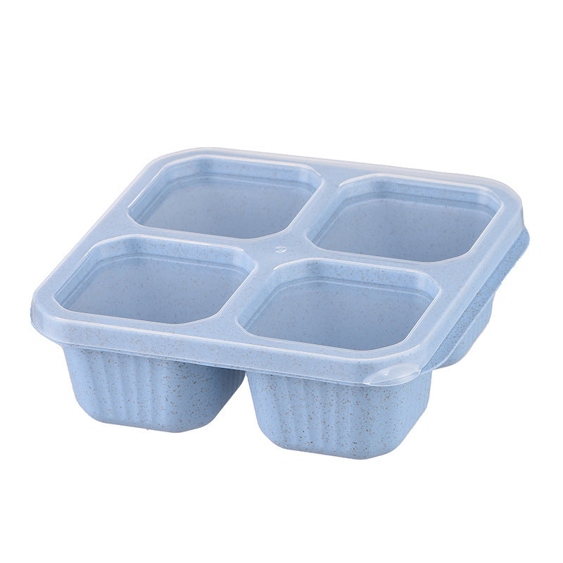 Wheat Straw Compartment Snack Meal Four Grid Snack Dish Dry Plate Fresh-keeping Lunch Box