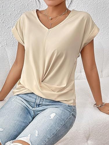 Load image into Gallery viewer, Fashion V-neck Short-sleeve T-shirt Summer Casual Irregular Knot Top For Women Clothing
