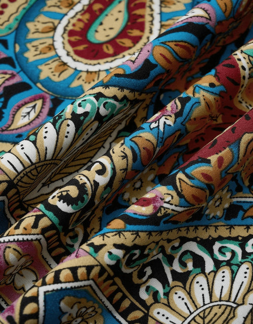 Load image into Gallery viewer, Women Print Maxi Dress High Waisted Cross Halter Neck With Tie Detail,Flowing Vacation Gown In Teal, Blue-Green &amp; Brown Paisley   Pattern, Machine Washable, Summer Fashion Decorative Tie Detail
