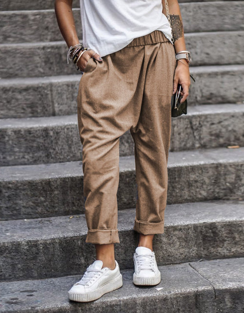Load image into Gallery viewer, Women&#39;s Casual Pants With Pockets Elastic High Waist Harem Trousers Fashion Streetwear Clothing
