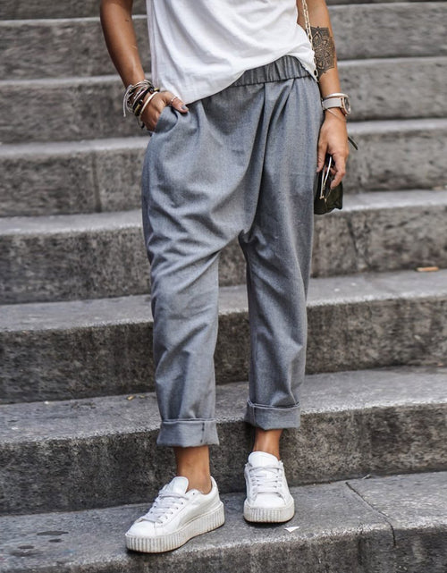 Load image into Gallery viewer, Women&#39;s Casual Pants With Pockets Elastic High Waist Harem Trousers Fashion Streetwear Clothing
