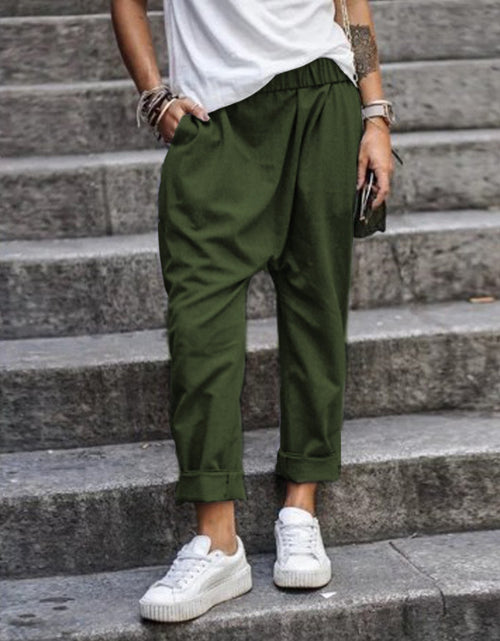 Load image into Gallery viewer, Women&#39;s Casual Pants With Pockets Elastic High Waist Harem Trousers Fashion Streetwear Clothing
