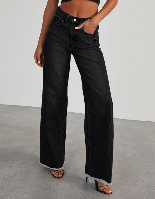 Load image into Gallery viewer, Fashion High Waist Jeans With Pockets Comfortable Slim Fit Straight Wide-leg Pants Womens Clothing
