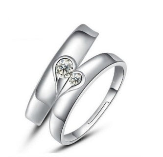 Load image into Gallery viewer, Silver heart diamond ring couple love wedding ring engagement diamond ring men and women marriage wedding heart
