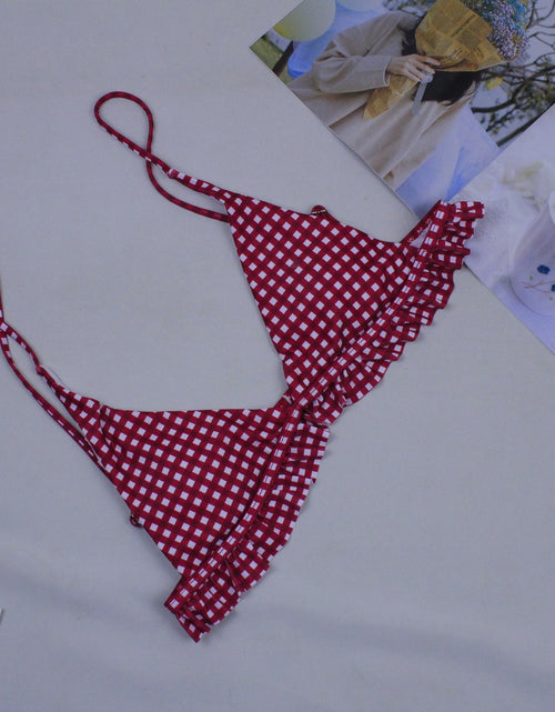Load image into Gallery viewer, Sexy Plaid Bikini Red Green Plaid Bathing Suits
