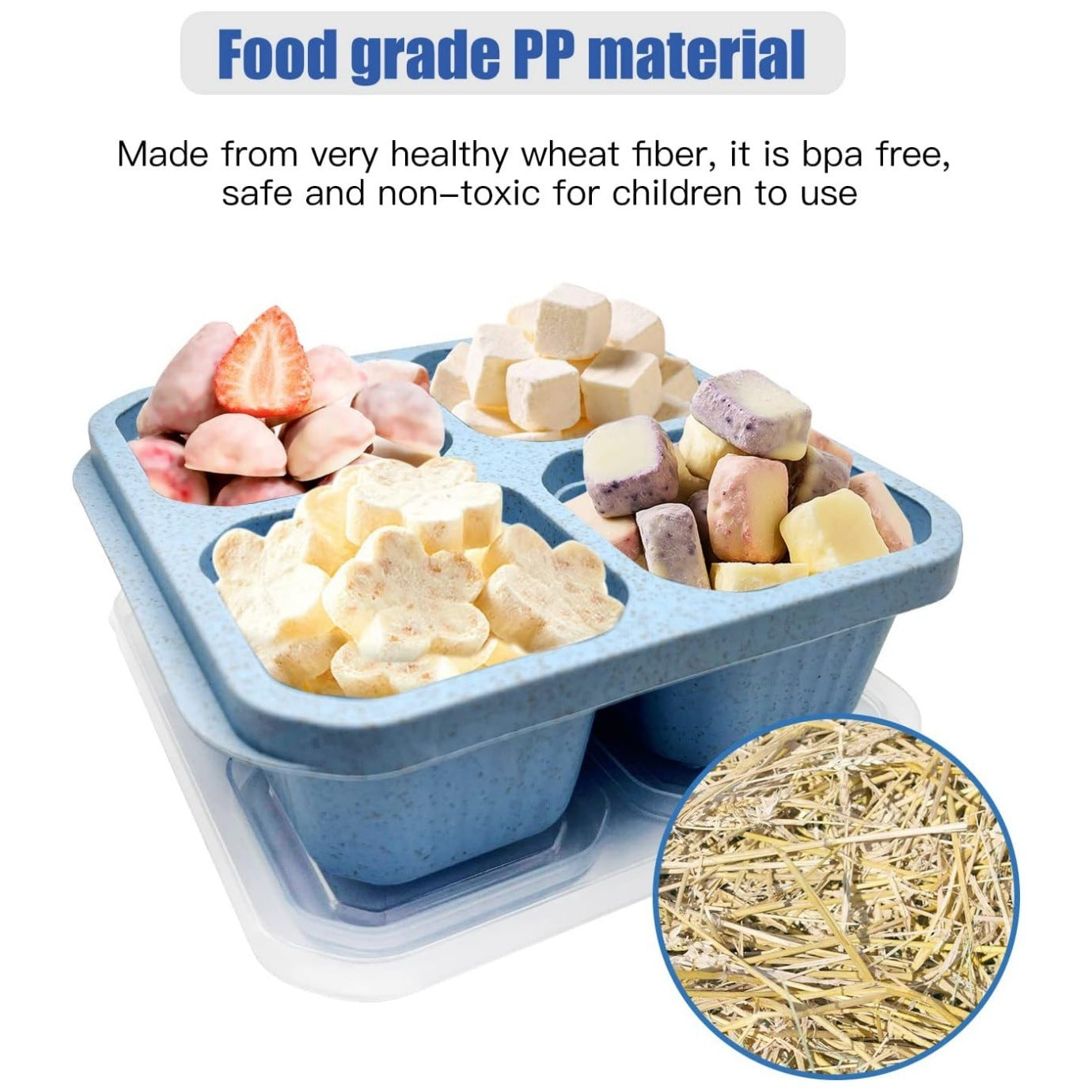 Wheat Straw Compartment Snack Meal Four Grid Snack Dish Dry Plate Fresh-keeping Lunch Box