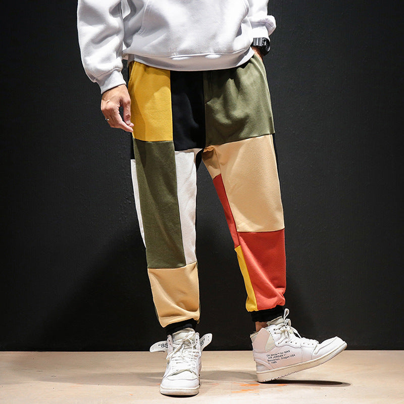 Contrast block, Harlan Wei pants, men's pants