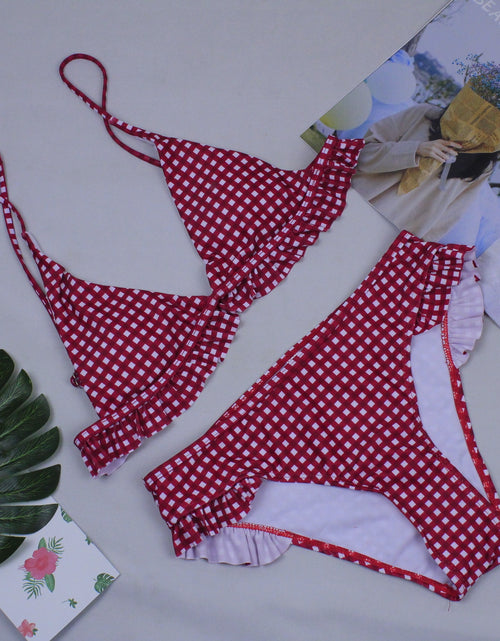 Load image into Gallery viewer, Sexy Plaid Bikini Red Green Plaid Bathing Suits
