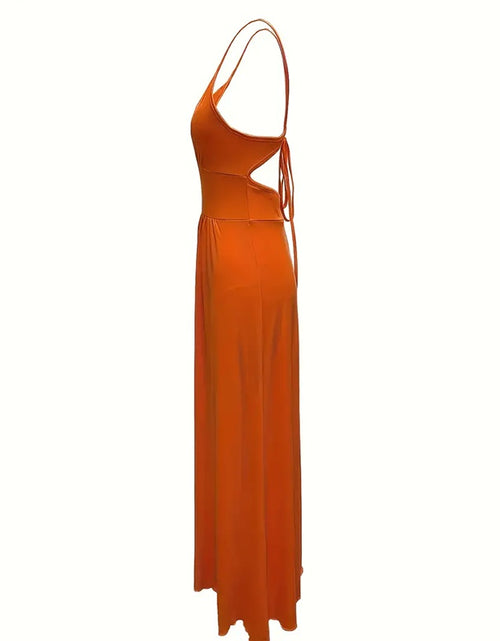 Load image into Gallery viewer, Women&#39;s Sexy Deep V Neck Maxi Dress Spaghetti Strap Sleeveless Backless High Slit Long Dress
