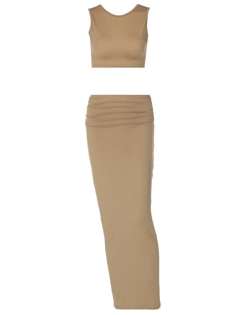 Load image into Gallery viewer, Women Tank Tops Long Skirts Party  Dresses Two Piece Matching Sets Outfit 2025 Summer Clothes  Slim Solid Color
