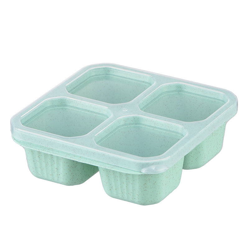 Wheat Straw Compartment Snack Meal Four Grid Snack Dish Dry Plate Fresh-keeping Lunch Box