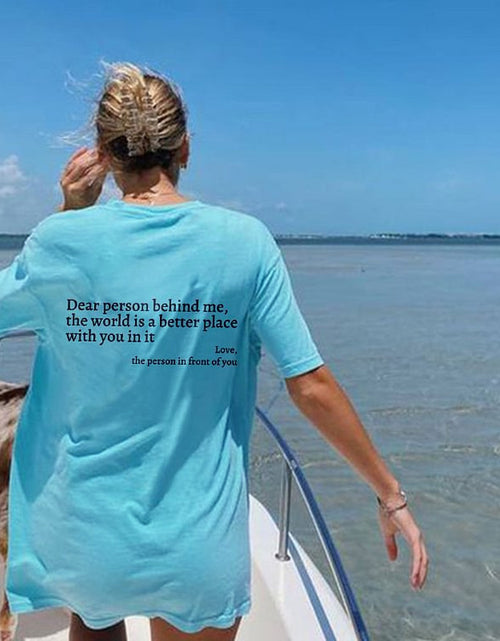 Load image into Gallery viewer, New Fashion Womens Letter T-Shirt Round Neck Short Sleeve Slogan Tee Top
