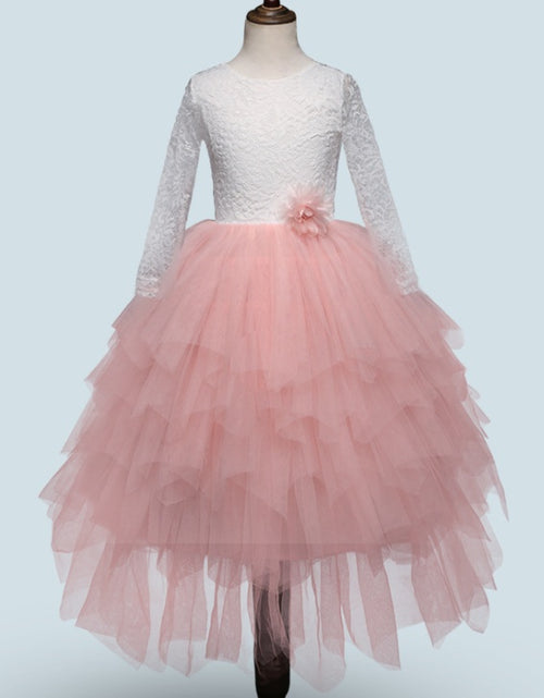 Load image into Gallery viewer, Autumn And Winter Explosions Hollow Children&#39;s Skirt Lace Long-sleeved Girls White Princess Dress Irregular Dress
