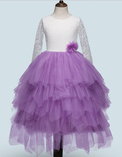 Load image into Gallery viewer, Autumn And Winter Explosions Hollow Children&#39;s Skirt Lace Long-sleeved Girls White Princess Dress Irregular Dress
