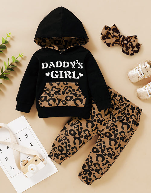 Load image into Gallery viewer, Clothes Letter Print Hooded Leopard-print Trousers
