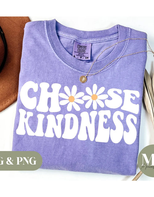 Load image into Gallery viewer, Women&#39;s Round Neck Short Sleeve Sunflower &amp; &#39;Choose Kindness&#39; Print Casual T-Shirt
