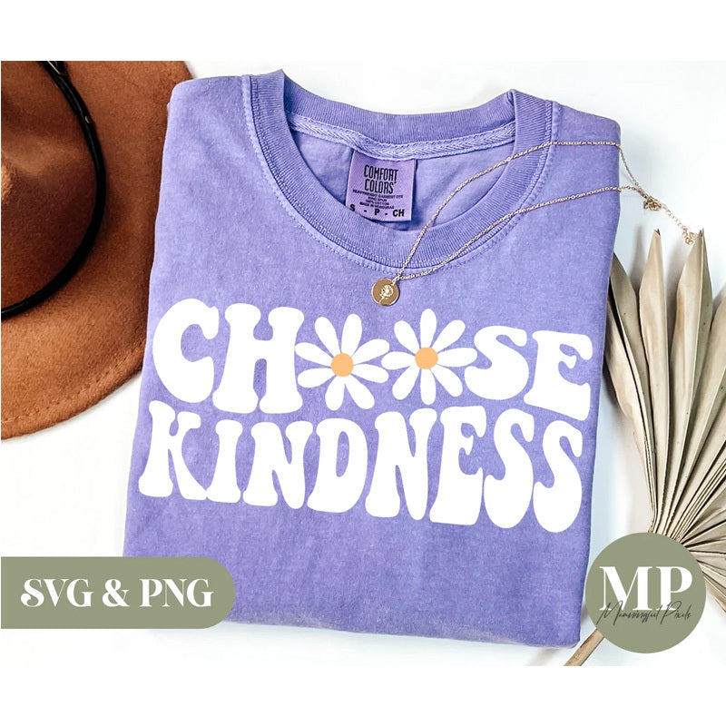 Women's Round Neck Short Sleeve Sunflower & 'Choose Kindness' Print Casual T-Shirt