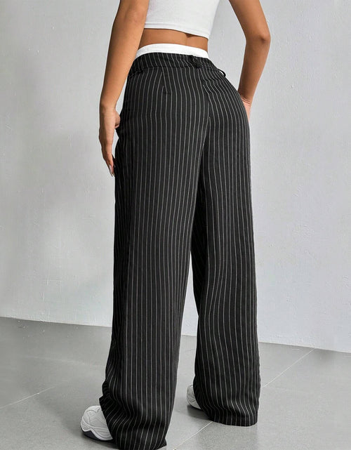 Load image into Gallery viewer, Stripe Printed Trousers Fashion High Waist Straight Leg Pants With Pocket Zipper Casual Suit Pants For Women
