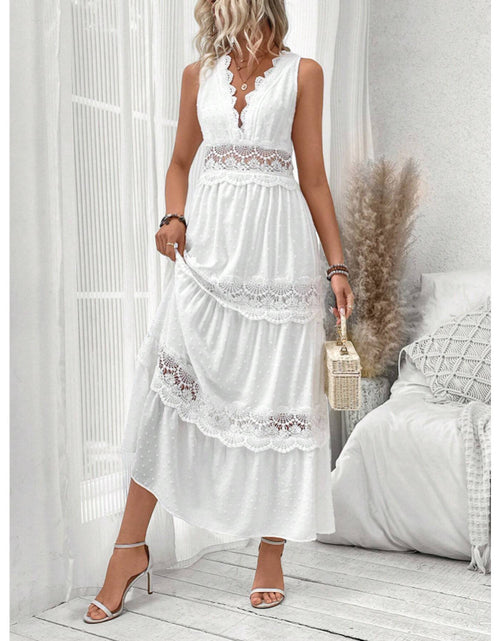 Load image into Gallery viewer, Women&#39;s Lace Stitching V-neck Sleeveless Dress
