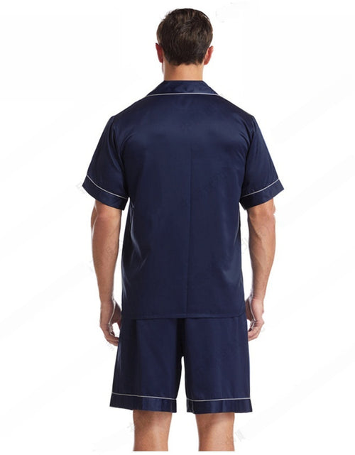 Load image into Gallery viewer, Summer Matte Satin Lapel Casual Homewear Suit Breathable Thin Short-sleeved Shorts

