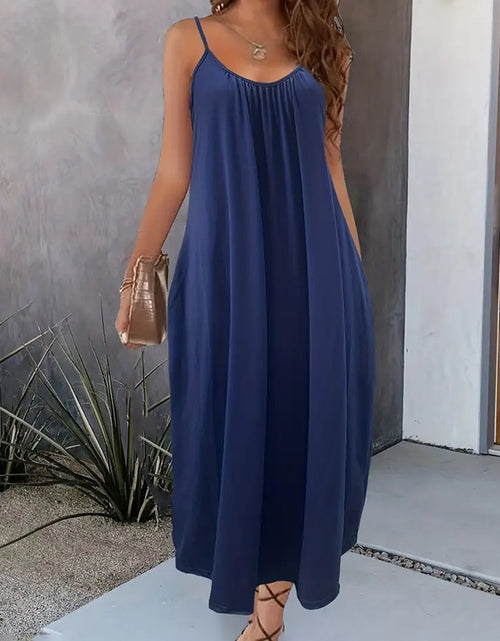 Load image into Gallery viewer, Women&#39;s Casual Summer Spaghetti Straps Maxi Dress With Pockets Loose Fit Long Dress
