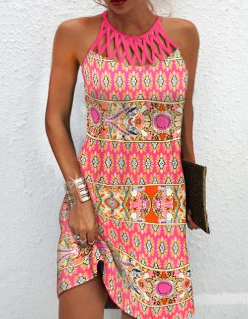 Load image into Gallery viewer, Fashion Print Dress Casual Halterneck Dresses For Women Summer Clothes
