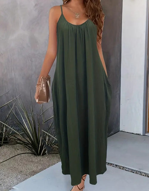 Load image into Gallery viewer, Women&#39;s Casual Summer Spaghetti Straps Maxi Dress With Pockets Loose Fit Long Dress
