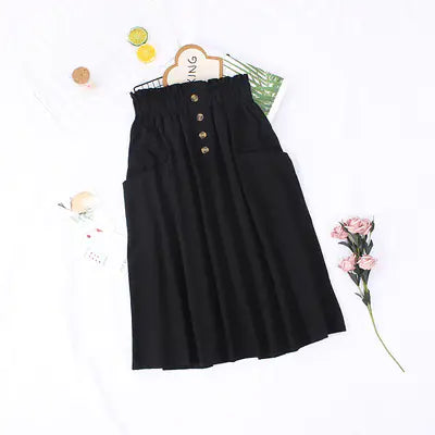 Load image into Gallery viewer, Solid Color Loose Cotton Mid-Length Skirt
