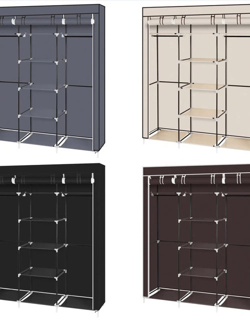 Load image into Gallery viewer, 69 Inch Portable Wardrobe Double Pole Storage Rack Black
