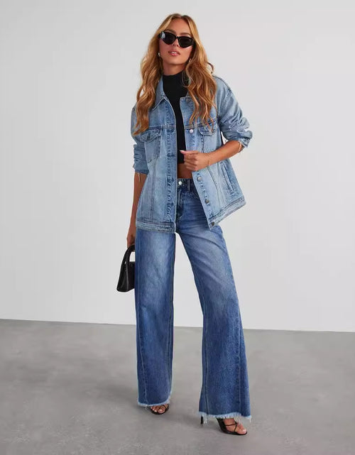 Load image into Gallery viewer, Fashion High Waist Jeans With Pockets Comfortable Slim Fit Straight Wide-leg Pants Womens Clothing
