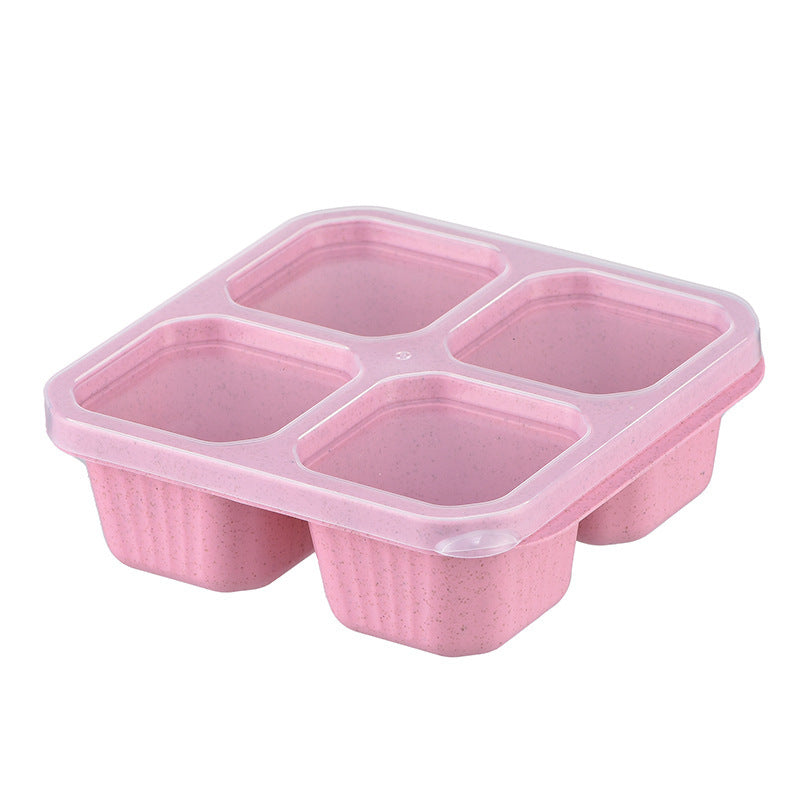 Wheat Straw Compartment Snack Meal Four Grid Snack Dish Dry Plate Fresh-keeping Lunch Box